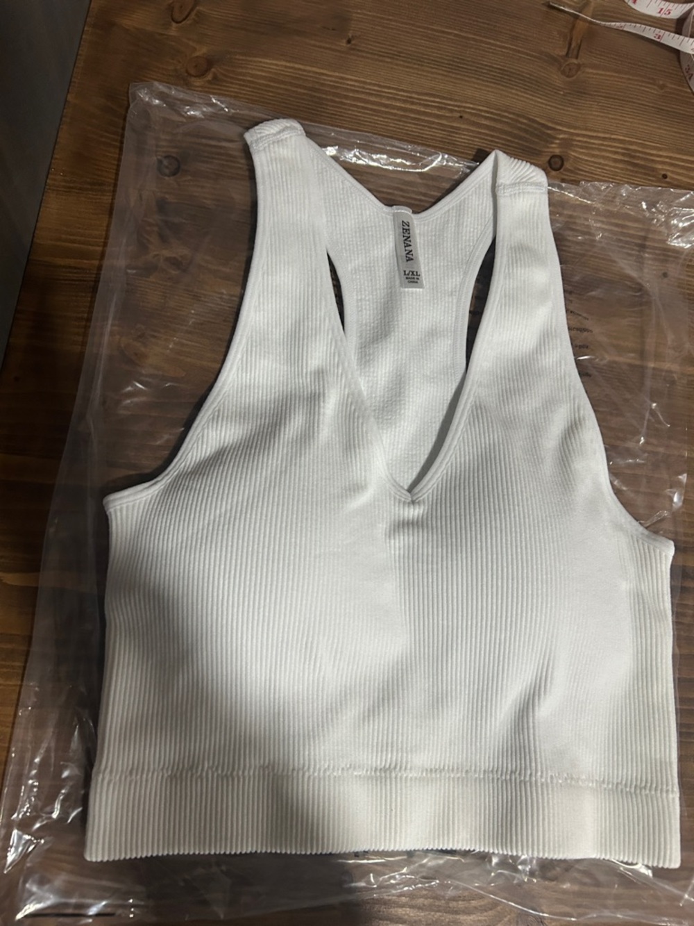 Zenana Ribbed V-Neck Brami or cropped tank top. Racerback NEW size L/XL